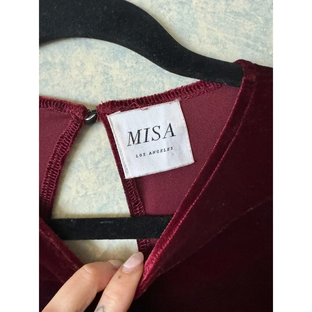 Misa Los Angeles Women's Red Eliza Velvet One Piece Bodysuit Size Small - Picture 4 of 4